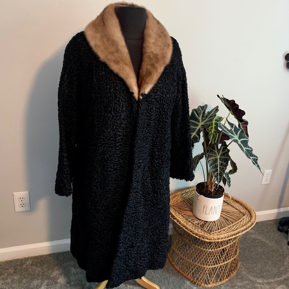 Persian lamb and mink fur coat